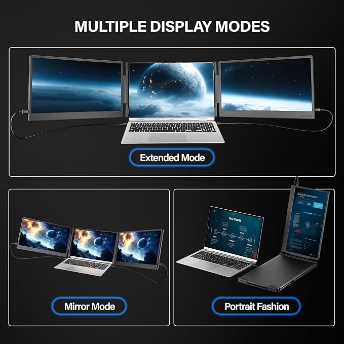 Setclod Upgraded Laptop Screen Extender Monitor Portable, 14.1" 1080P FHD IPS Screen, Monitor Extender for Laptop, Fit for 13-17", Plug & Play Compatiable with Windows/Mac/Chrome/Android