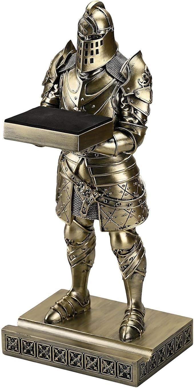 King's Guard Headphone Stand Watch Display Stand Jewelry Bracelet Necklace Holder Trays Towers Warrior Knight Mobile Phone Stand for Office & Home 12.20 Inch (Bronze)