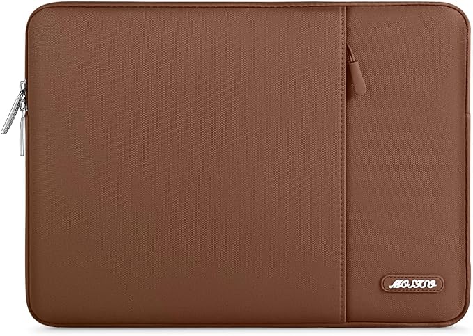MOSISO Laptop Case 14 inch, 14 inch Laptop Sleeve Compatible with HP Lenovo Dell ASUS Acer, HP Stream, Dell Latitude, Lenovo IdeaPad, Polyester Vertical Computer Sleeve Bag with Pocket, Caramel Brown