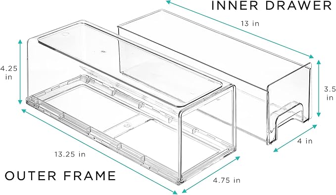 Sorbus Small Wide Clear Stackable Storage Drawers – 4-Pack Plastic Organizer Bins with Handles – Stackable Pull-Out Storage Drawers for Closet, Pantry, Office, Bathroom, Craft, and Toy Organization