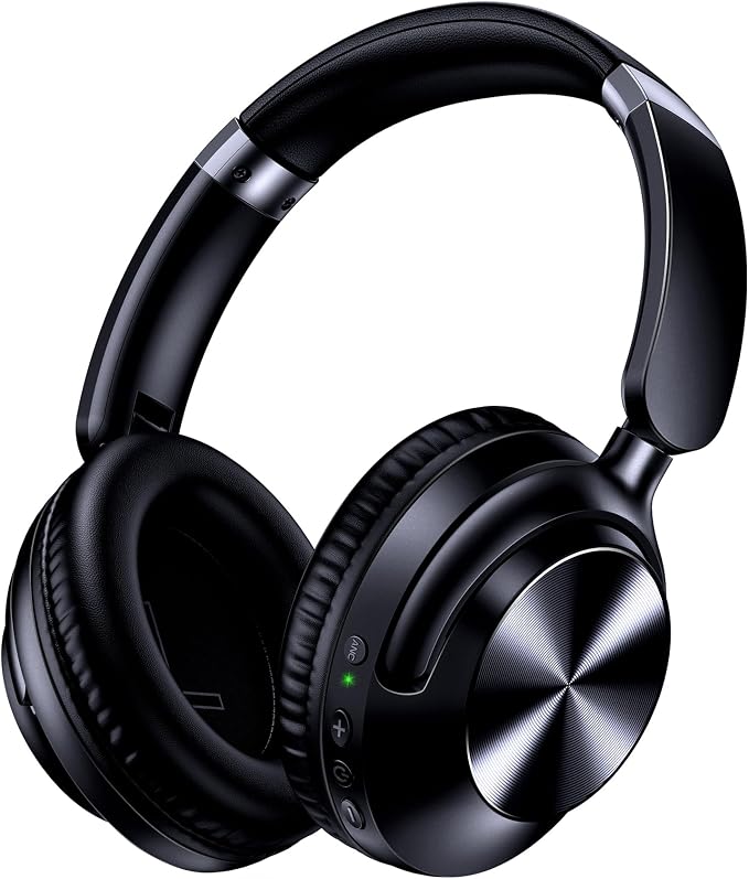 TAGRY Hybrid Active Noise Cancelling Headphones 100H Playtime Wireless Over Ear Bluetooth Headphone with Fast Charging Hi-Res Audio Comfort Earcups Headsets for Travel Home Office Phone PC Dark