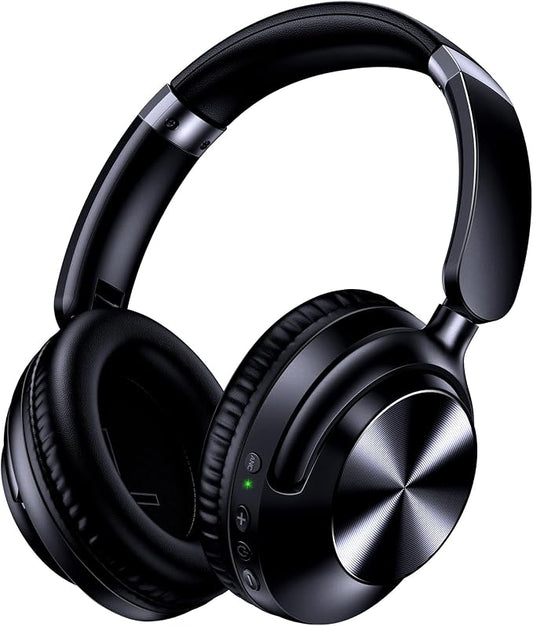TAGRY Hybrid Active Noise Cancelling Headphones 100H Playtime Wireless Over Ear Bluetooth Headphone with Fast Charging Hi-Res Audio Comfort Earcups Headsets for Travel Home Office Phone PC Dark