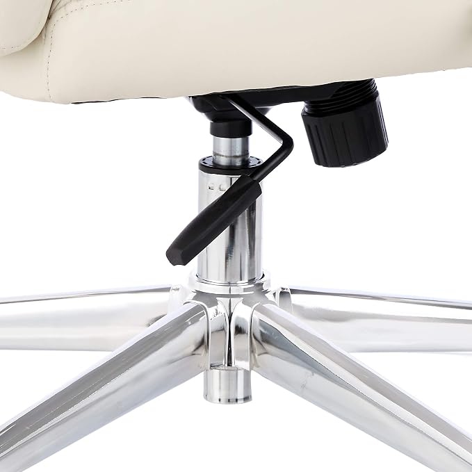 Amazon Basics Executive Desk Chair with Easy Assembly, Adjustable Height, 275lb Capacity, Oversized Cushion, 29.13"D x 25.2"W x 43.11"H, Ivory Bonded Leather