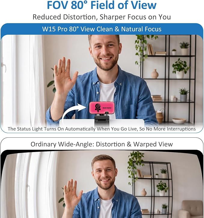 2K Webcam for Laptop, USB Web Camera with Light, Webcam with Microphone, 5X Zoom, Privacy Shutter, Anti-Disturb Backlight