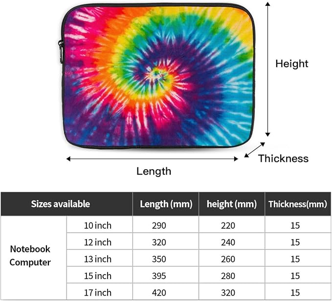 Tie Dye Laptop Sleeve Case for Men Women 17 inchWaterproof Oxford Cloth Laptop Sleeve Bag Suitable for Most Ipads and Laptops Notebook Computer Pocket Tablet Traveling Carrying Simple Case