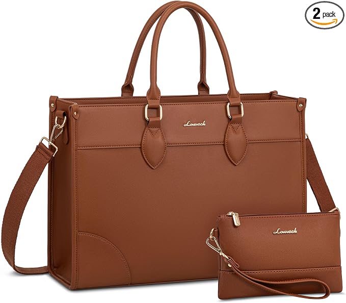 LOVEVOOK Laptop Bag for Women 15.6 lnch,Waterproof Laptops Tote Bags for Womens,Professional Work Bags for Women with Cup Holder,Large Laptop Purse Computer Briefcase Office Teacher Clutch Bag,2 PCS