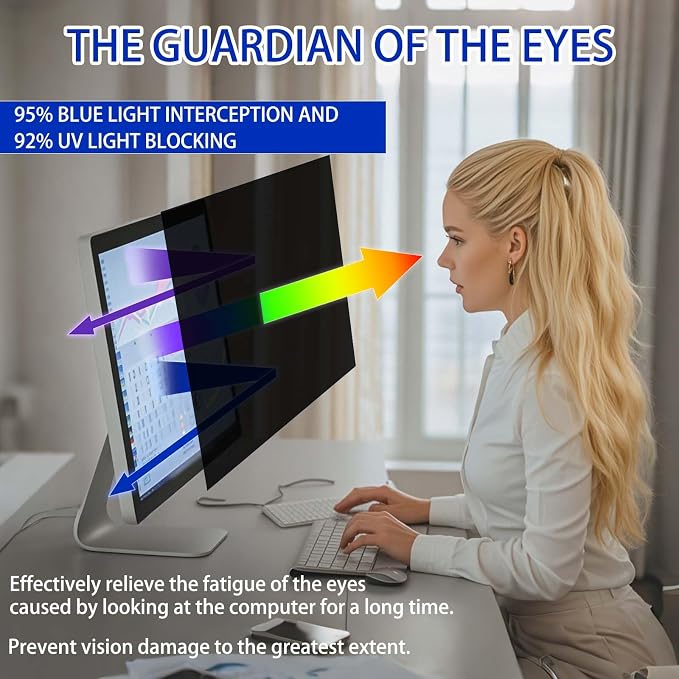 [2 Pack] 19 Inch Privacy Screen Protector - 95% Blue Light Blocking, Anti-Glare Monitor Filter for 5:4 Widescreen - Anti-Scratch Privacy Shield