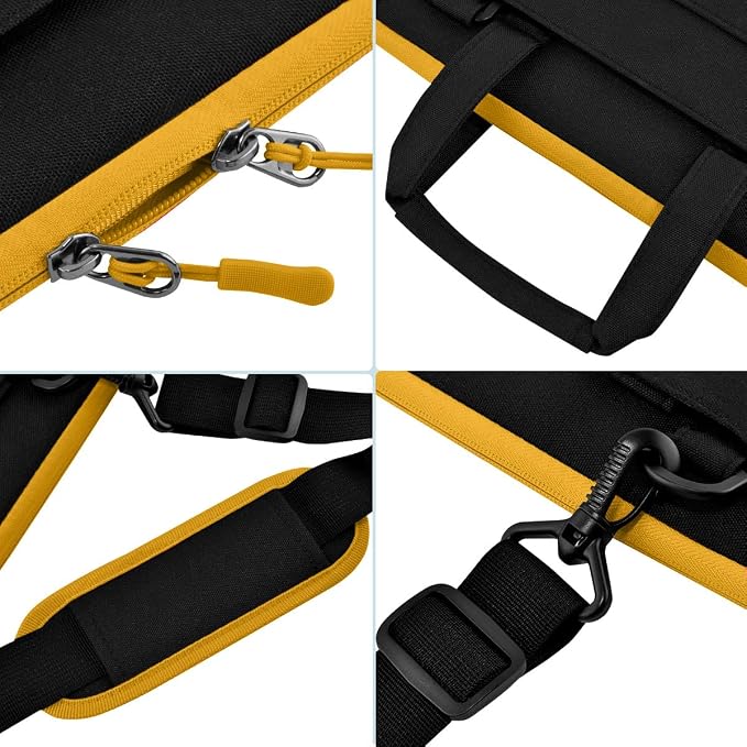 Hseok Laptop Shoulder Bag 15.6-16 inch Case,Water-Resistant Shockproof Computer Handbag with Small Case Compatible with MacBook Pro/Neo 16",Mac Air 15 M5, XPS 15/16 and most 15.6-16 PC,Black-yellow