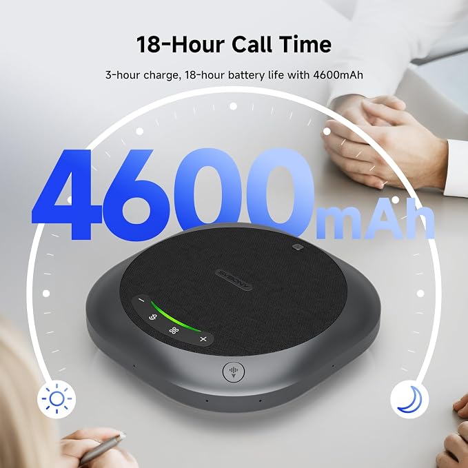 SVBONY Omni2P Conference Microphone,Dual Loudspeaker&2 Pickup Modes for Conference Room, AI Bidirectional Noise Cancellation, Bluetooth 5.3, 6 Mics Supports 20 People Telephone Audio for Zoom Meetings