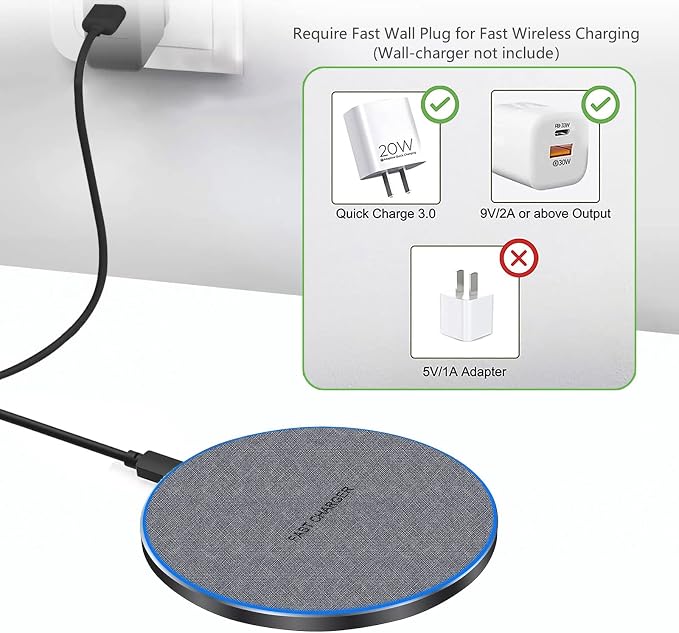 20W Fast Wireless Charger Pad,Wireless Phone Charging Station Compatible with iPhone 17/16/15/14/13/12/11/SE/AirPods,Fast Charge for Samsung Galaxy S25/S24/S23/S22/Note/Buds/Buds +,Pixel,LG G8/7