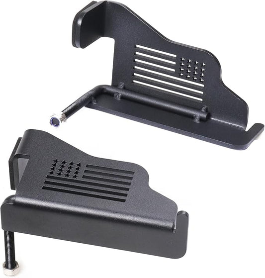 sukemichi Black Steel Front Foot Pegs Doors Off For 1997-2006 Jeep TJ Wrangler Exterior Door Hinge Foot Pegs Foot Rest Pedals - 1 Pair, USA FLAG