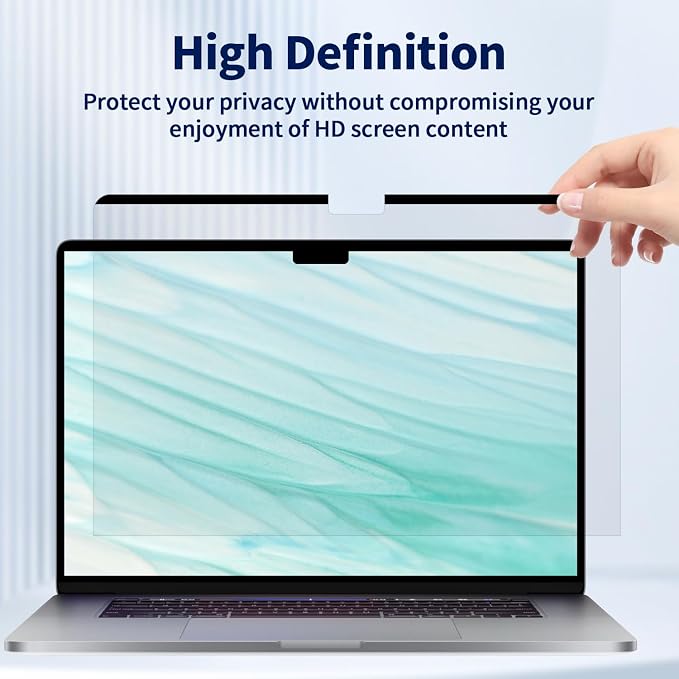 Magnetic Privacy Screen for 16 Inch MacBook Pro (2021-2024, M1, M2, M3, M4, Pro, Max), Removable Matte Computer Privacy Shield Anti Glare Blue Light Filter, Anti-Spy for Mac 16.2'' Protector