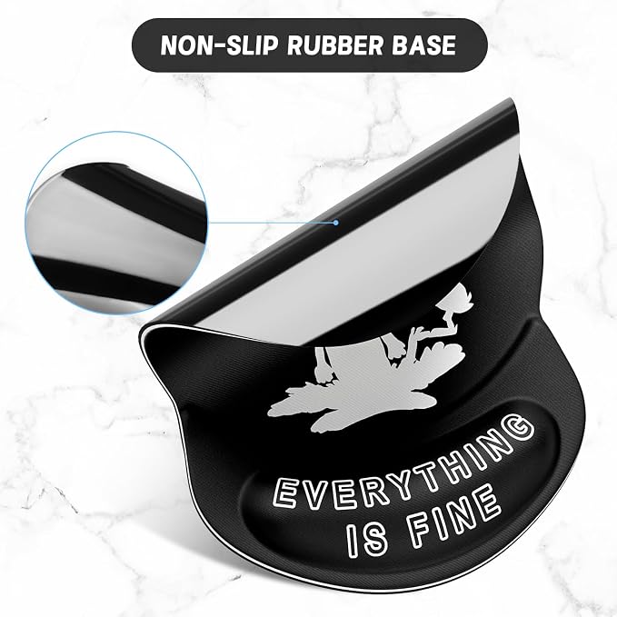 ITNRSIIET Ergonomic Mouse Pad with Gel Wrist Support Small Wrist Rest Smooth Surface Non-Slip PU Base Comfortable Office Supplies Pain Relief, 8.7 x 7.2 inches, Funny Cat