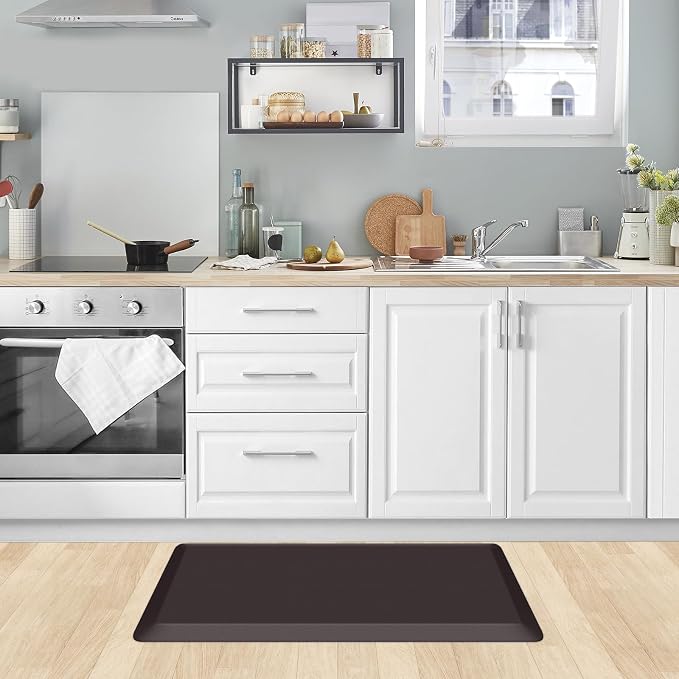 KitchenClouds Kitchen Mat Cushioned Anti Fatigue Kitchen Rug Non Slip Standing Mat Comfort Floor Mats for Sink Office (17.3"x28"- 0.8inch)