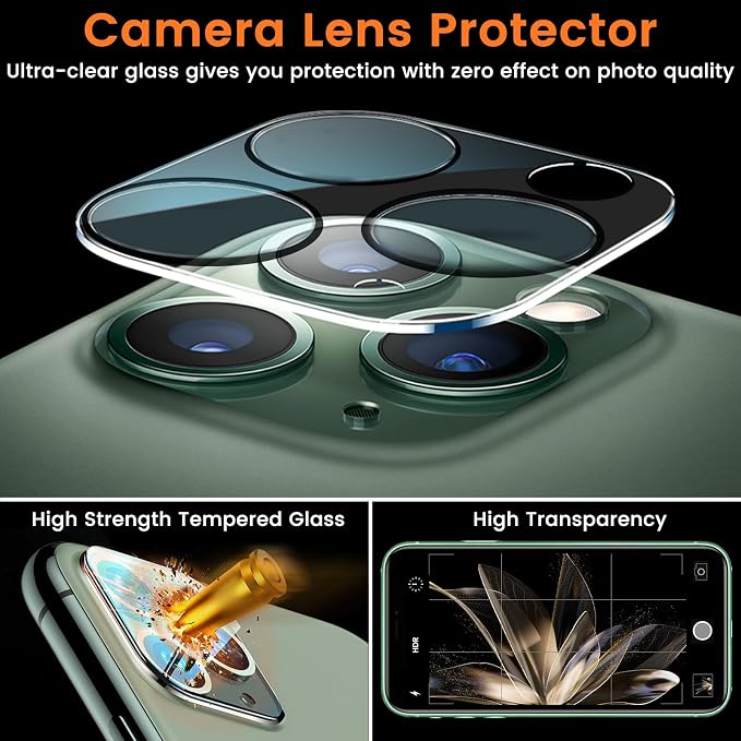 Lesakit 3+3 Pack Privacy Screen Protector for iPhone 11 Pro Max 6.5-Inch with 3 Pack Camera Lens Protector, Anti Spy Tempered Glass Film 9H Hardness Bubble Free Case Friendly