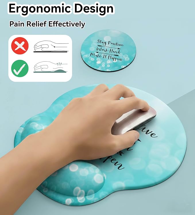 Ergonomic Mouse Pad with Wrist Rest,Mousepad with Wrist Support - Cute Gel Portable Mouse Pads for Desk Laptop,Computer,Office & Home Decor-(Glittery Green)