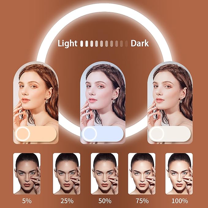 10" Desk Ring Light with Tripod Stand, 3 Light Modes & 11 Brightness Level, Adjustable Selfie Phone Halo Light with Cell Phone Holder for Video Recording, Makeup, Computer Laptop Zoom Meeting