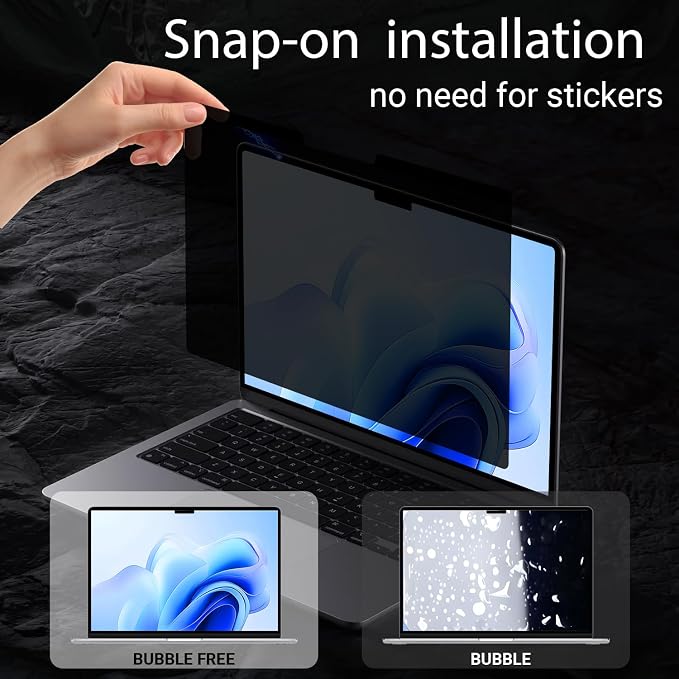 MUBUY-GOL Laptop Privacy Screen for Dell 16 Plus/Dell Pro 16 Plus/Dell Pro Max 16 Inch & Dell Inspiron/Precision/Latitude/Vostro/G16 16 inch Laptops, Anti‑Blue Light & Removable Filter Shield