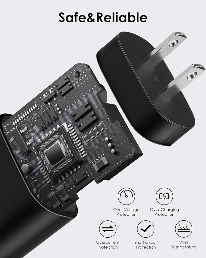 AISNI USB C Charger, 2 Pack 25W Type C Charger Fast Charging with USBC Chargers Cable 6 FT Android Phone Charge for Galaxy S25/ /S24/S23+/S22/S21/S20/Phone 17 16 15 Pro Max 16 15 Plus-Black
