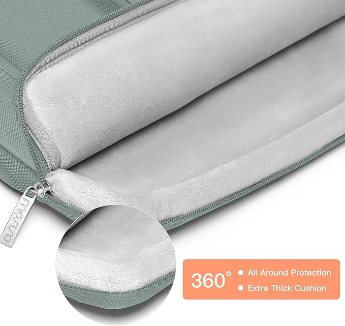 MOSISO 360 Protective Laptop Case 13 inch, Laptop Sleeve Compatible with MacBook Air 13 inch M5 M4 M3 M2 M1 2026-2018 / Neo/Pro 13 M2 M1, Side Open Bag with 2 Raised&1 Flapover Pockets,Antique Green