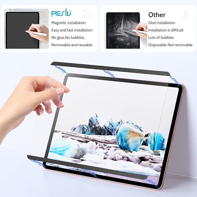 Peslv 2 Pack Magnetic Paperfilm for iPad 9th 8th 7th Generation 10.2 Inch & Air 3th & Pro 10.5in Feel Like Writring Drawing On Paper, Removable Matte Anti Glare Blue Light Screen Protector