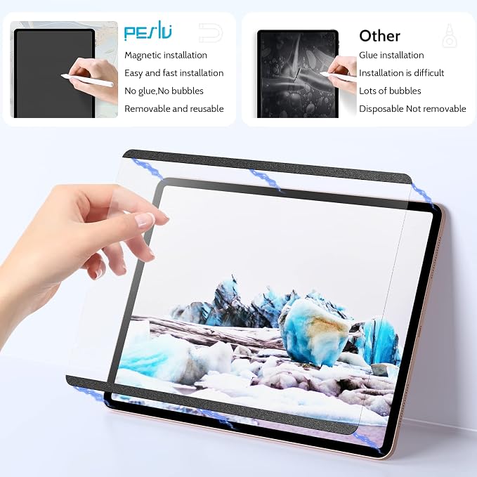 Peslv 2 Pack Magnetic Paperfilm for iPad 10th 2022 10.9" & iPad 11th A16 2025 11", Feel Like Writing Drawing On Paper, Matte Removable Anti Glare Fingerprint Screen Protector Blue Light Filter