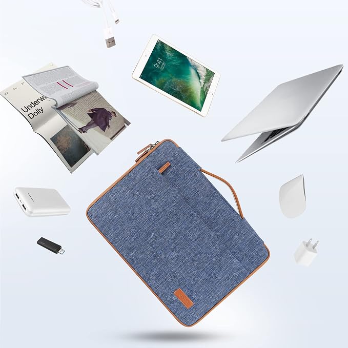 DOMISO 16 inch Laptop Sleeve Protective Case Cover Compatible with 16 16+ inch HP Dell ASUS Lenovo Chromebook,Waterproof Computer Cases Bag with Handle,Blue