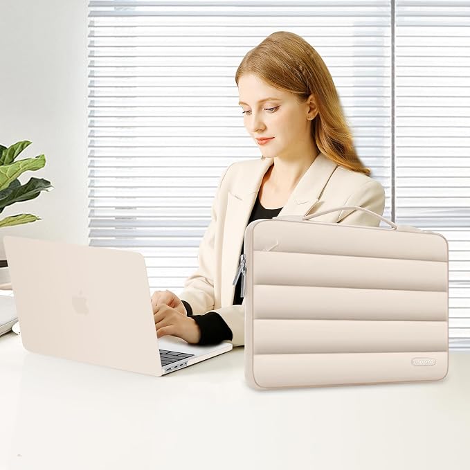 MOSISO Compatible with MacBook Pro 16 inch Case M5 M4 M3 M2 M1 2026-2021 A3429 A3428 A3403 A3186 A2991 A2780 A2485, Shell&Puffy Sleeve Bag&Keyboard Cover&Webcam Cover&Screen Protector, Sand