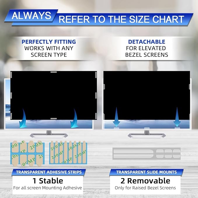 [2 Pack] 27 Inch Computer Privacy Screen , 16:9 Aspect Ratio Monitor Privacy Filter with Anti-Glare, Anti-Blue Light & Anti-Spy Protection, Removable Anti-Scratch Screen Protector for 27-Inch Widescreen Monitors