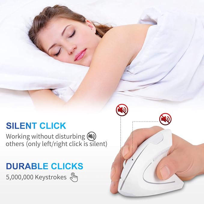 Fonicer Type C Vertical Wireless Mouse, 2.4G USB C Wireless Mouse, Ergonomic Mouse with Type C Receiver for MacBook, Computer, Laptop and All Type C Devices (White)