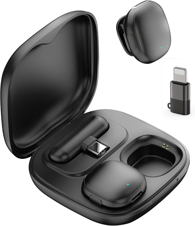 NPTCL Wireless Microphone for iPhone 17 16 15 - AI Noise Cancelling Mini Lavalier Mic USB C for Android Phone with 35H Charging Case for Video Recording Vlogging YouTube TikTok