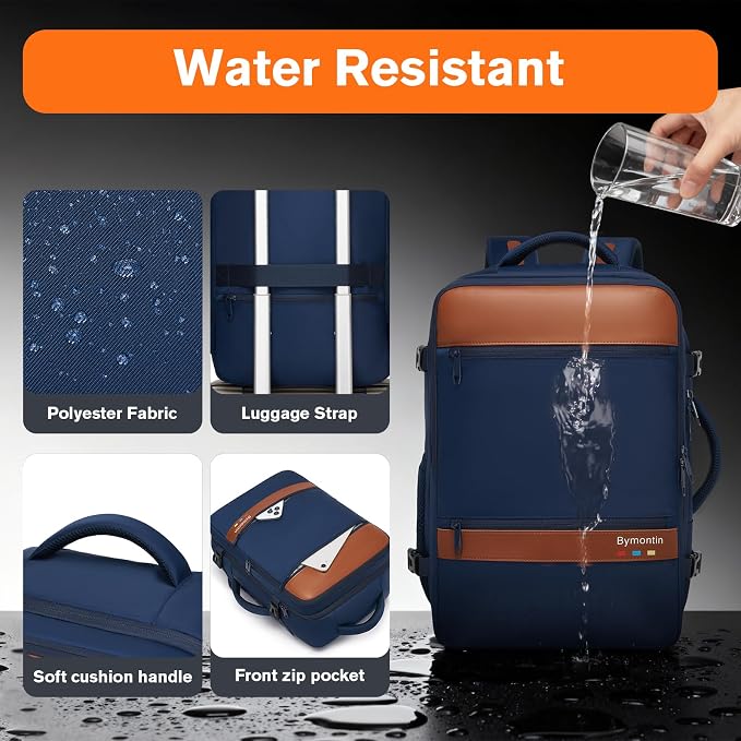 Smart Suitcase-style Laptop Backpack, 25L / 35L Practical Travel Bag for Work, Leisure & Flight, Luggage-Style Commuter Pack (Navy, 35L)