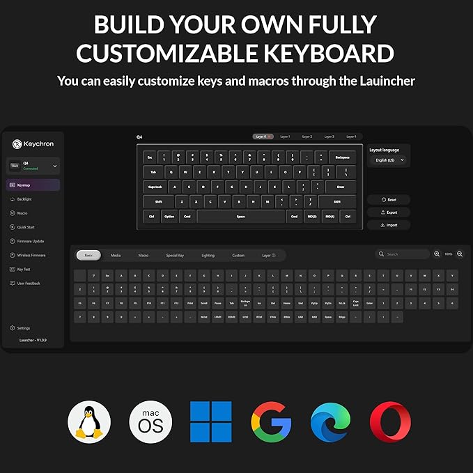 Keychron Q4 Wired Custom Mechanical Keyboard, QMK/VIA Programmable Macro, Full Aluminum, Hot-Swappable Gateron G Pro Red Switch, 60% Layout Double Gasket Compatible with Mac and Windows - White