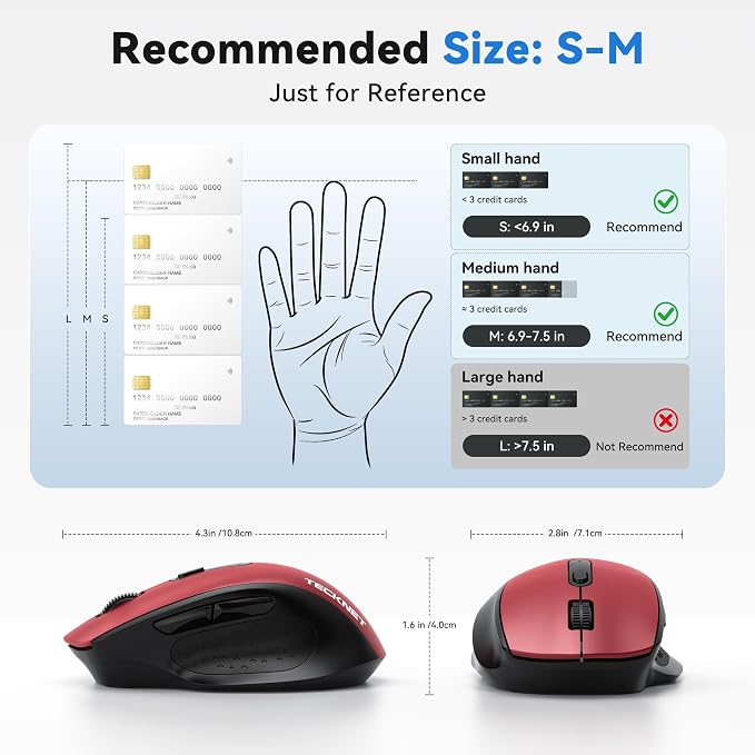 TECKNET Wireless Mouse for Laptop, Silent Mouse Quiet Click, Computer Mice Wireless, 6 Adjustable 4000 DPI Computer Mice