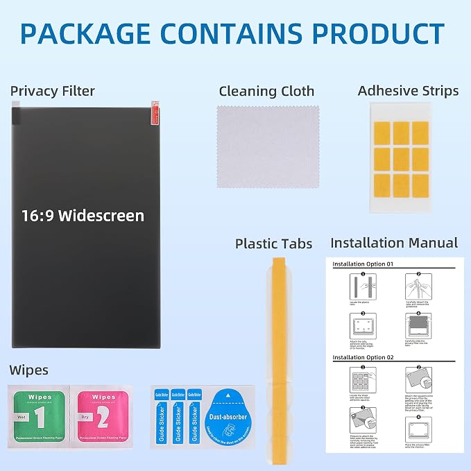 ROVIKE Computer Screen Filter, 14 Inch 16:9 Laptop Privacy Filter, Aspect Ratio, Removable, Anti-Glare Eye Protection, Protect screen