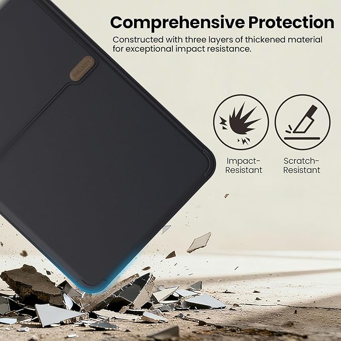 Nillkin Laptop Sleeve 16.2 inch, PU Leather Sleeve with 2 Mode Stand | Magnetic Carry Go Handle | for HP Dell ASUS MacBook 15, for Samsung Laptop 13-15.6 inch Bag Case (Black)