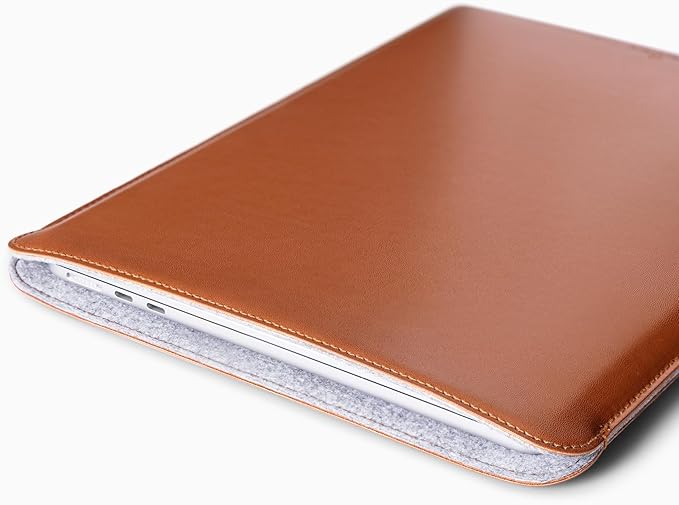Comfyable Laptop Sleeve 14 Inch Precisely Compatible with MacBook Pro M5 M4 M3 M2 Pro/Max 2026-2021, Faux Leather Cover Case, 14 in, Brown