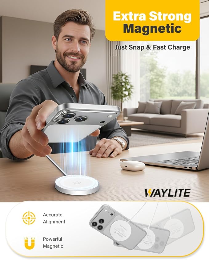 25W Magnetic Wireless Charger, 6FT Fast Charging Pad Qi2.2 Wireless Charge for iPhone 17 16 /AirPods3/2/Pro/for Galaxy S26 Ultra/Pixel 10 Series, Portable Charger for Desk& Travel(2Pack,White)