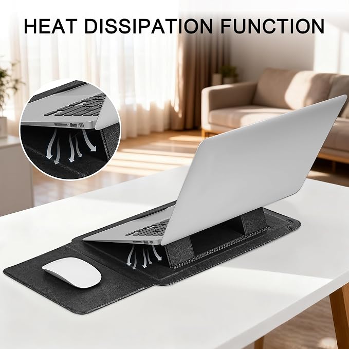 HoYiXi 14 Inch Laptop Sleeve Case with Stand Feature for Mac Book Pro 14 2021/ASUS Vivobook 14/HP Pavilion X360/IdeaPad 14/Dell HP ASUS Acer Huawei Matebook 14'',Compatible 13.3-14'' PC,Black