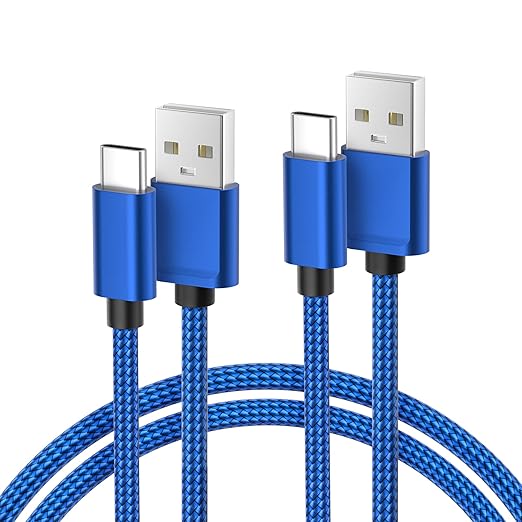 Basesailor for iPhone 17 16 Pro Max Charger Cord,USB to USB C Cable,Type C Charging Power Cord for Apple 17e 15 iPad 10 Air 4 5,Samsung Galaxy S26 S25 S24 S23,Blue,2Pack 6.6FT(2M)