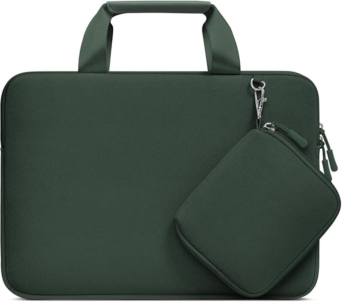 MOSISO Laptop Case 13 inch, Laptop Sleeve Bag Compatible with MacBook Neo 13 / Air M5 M4 M3 M2 M1 2026-2018 / Pro M2 M1, Neoprene Carrying Computer Bag with Handle&Detachable Small Case, Emerald Green