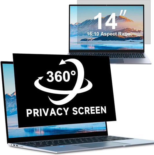 ZOEGAA 4-way 360° Privacy Screen For 14 Inch 16:10 Laptop That Screen Size is 11.9 in Wide and 7.4 in High. Removable Privacy Screen For Laptop Monitor, Anti Glare And Blue Light, Compatible With HP Dell Lenovo Asus Samsung Acer Thinkpad