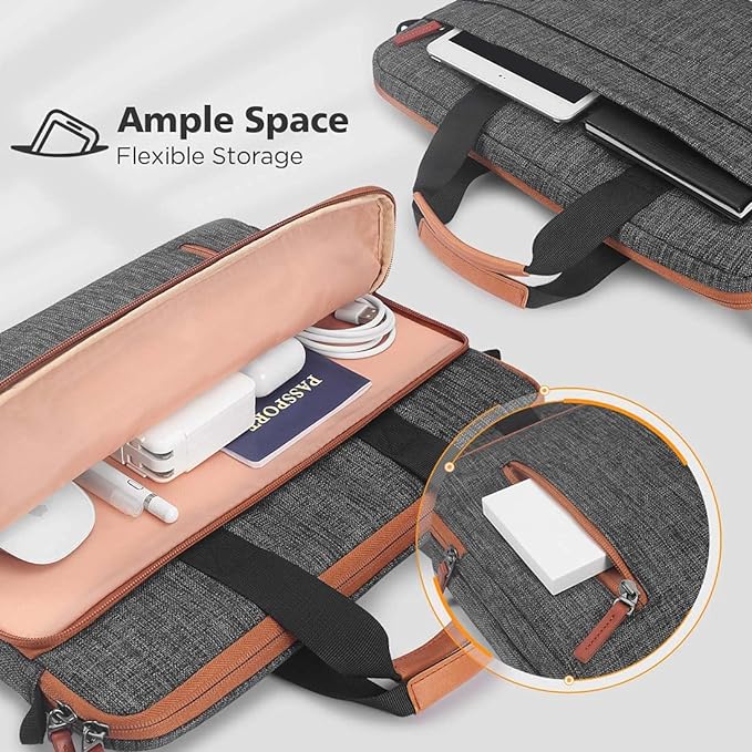 KIZUNA Laptop Bag Case 13.3 Inch Computer Shoulder Messenger Sleeve Briefcase For 13" MacBook Air/MacBook Pro 14 M2 Pro/M1 MAX/14 Lenovo ThinkPad X1 Carbon/IdeaPad Flex 5i /Huawei,Brown