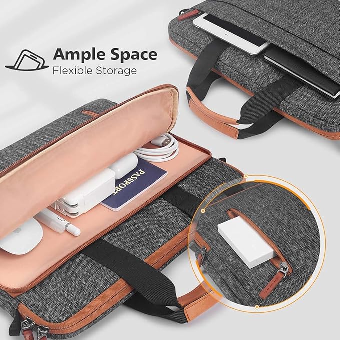 KIZUNA Laptop bag Case 12.5 Inch Shoulder briefcase Handbag For MacBook Air 13 M3 2024/MacBook Pro 14 M2 M1 Pro/13.3" HP Envy x360 13/14" ThinkPad X1 Carbon13.3 Yoga Slim 7i Carbon, Brown