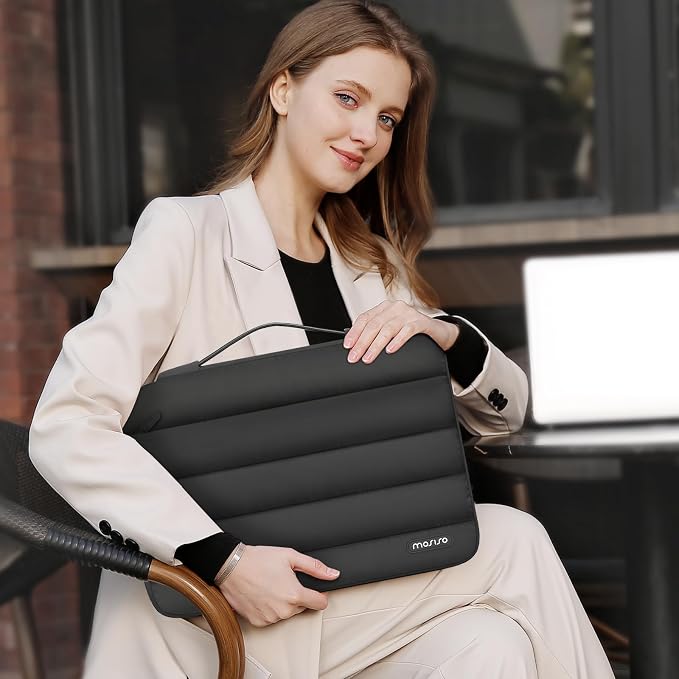 MOSISO Compatible with MacBook Air 15 inch Case M5 2026 M4 2025 M3 2024 M2 2023 A3448 A3241 A3114 A2941, Plastic Hard Shell Case&Puffy Sleeve Bag&Keyboard Skin&Webcam Cover&Screen Film, Black