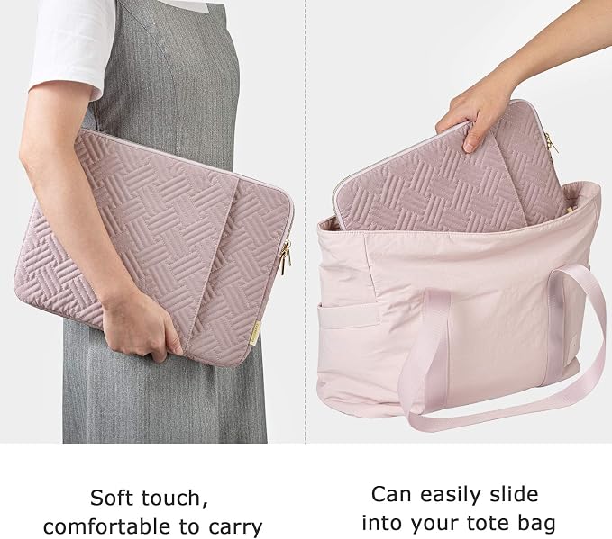 BAGSMART Laptop Sleeve Bag Compatible with MacBook Air/Pro, 13-13.3 inch Notebook, Compatible with MacBook Pro 14 Inch, MacBook Air M2 Sleeve 13 Inch, Repellent Protective Case with Pocket, Warm Tan