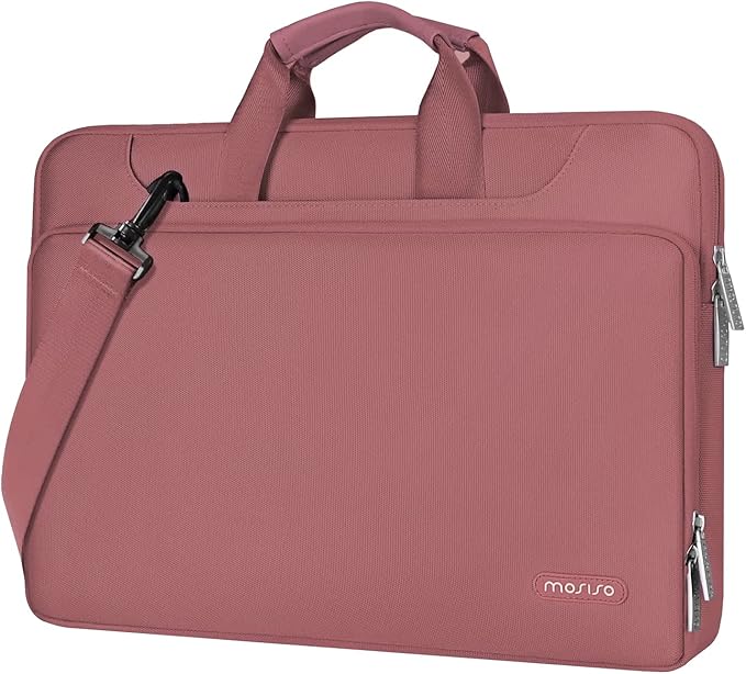 MOSISO 360 Protective Laptop Bag 15.6 inch, 15-16 inch Computer Bag Compatible with MacBook Air 15 inch/Pro 16 inch, HP,Dell,Lenovo,Asus,Notebook, Laptop Carrying Case with Strap&Handle, Dusty Rose