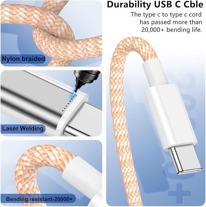USB C to C Charger Cable 10ft, 60W Type C to C Fast Charging Cable Cord Long for Apple iPhone 17 Pro Max/17 Air/16 Pro Max/16 Pro/15 Plus/15 Pro Max/MacBook 2021/2020/2019,iPad Pro/Mini/Samsung Galaxy