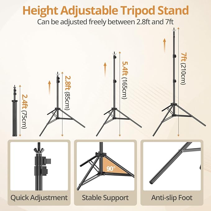 10×7FT Black Backdrop with Stand Kit, 6×9FT Black Screen Background with Photography Stand, 6 Clamps and Carrying Bag for Photo Shoot, Video Recording, Streaming, Decoration