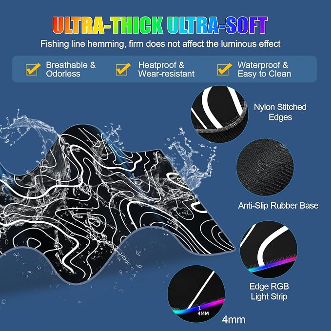 Mouse Pad with Foldable Phone Holder & Wireless Charger, XL RGB Gaming Mousepad 31.5"x11.8" Large Desk Mat for Keyboard, Home Desk Pad with Dual Qi Charging Station | 11 Colors & 5 Modes | Waterproof